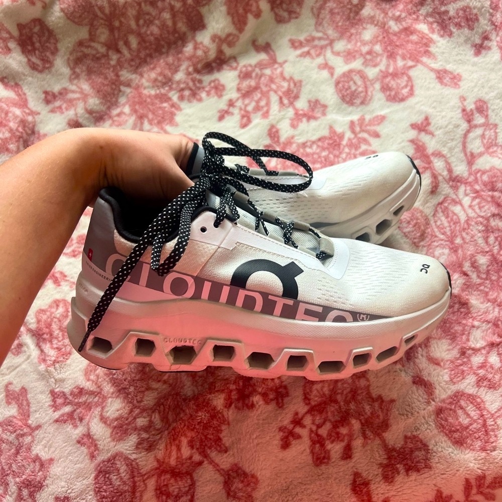 On Running Cloutec White and Black Athletic Shoes